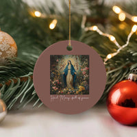 Marian Catholic Ceramic Ornament Hail Mary Full Of Grace Blessed Virgin Mary Floral - Wonder Print Shop