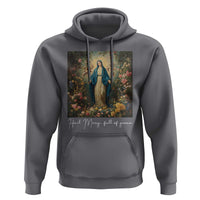 Marian Catholic Hoodie Hail Mary Full Of Grace Blessed Virgin Mary Floral - Wonder Print Shop