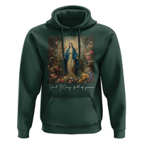 Marian Catholic Hoodie Hail Mary Full Of Grace Blessed Virgin Mary Floral - Wonder Print Shop