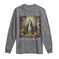 Marian Catholic Long Sleeve Shirt Hail Mary Full Of Grace Blessed Virgin Mary Floral - Wonder Print Shop