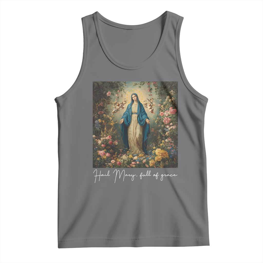 Marian Catholic Tank Top Hail Mary Full Of Grace Blessed Virgin Mary Floral - Wonder Print Shop