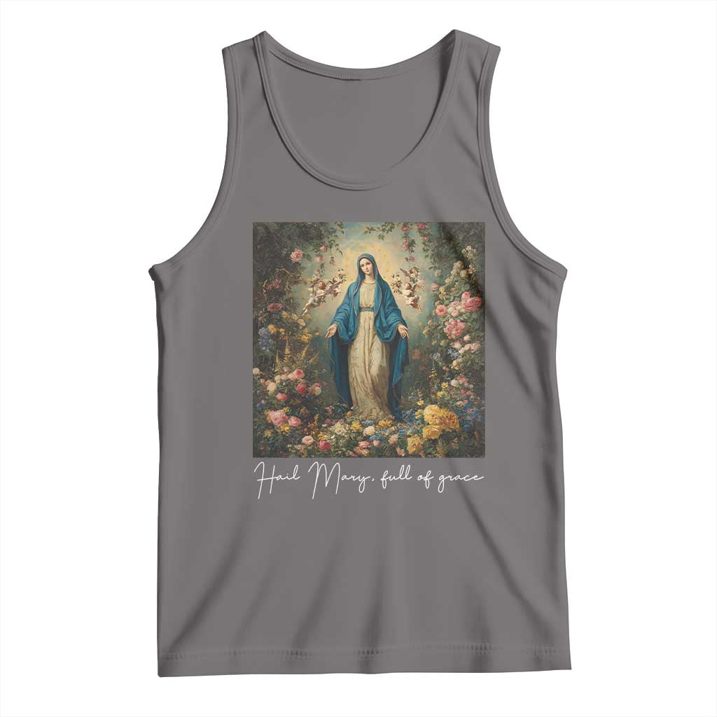 Marian Catholic Tank Top Hail Mary Full Of Grace Blessed Virgin Mary Floral - Wonder Print Shop