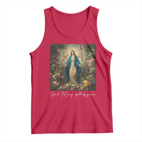 Marian Catholic Tank Top Hail Mary Full Of Grace Blessed Virgin Mary Floral - Wonder Print Shop