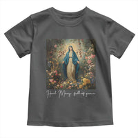Marian Catholic Toddler T Shirt Hail Mary Full Of Grace Blessed Virgin Mary Floral - Wonder Print Shop