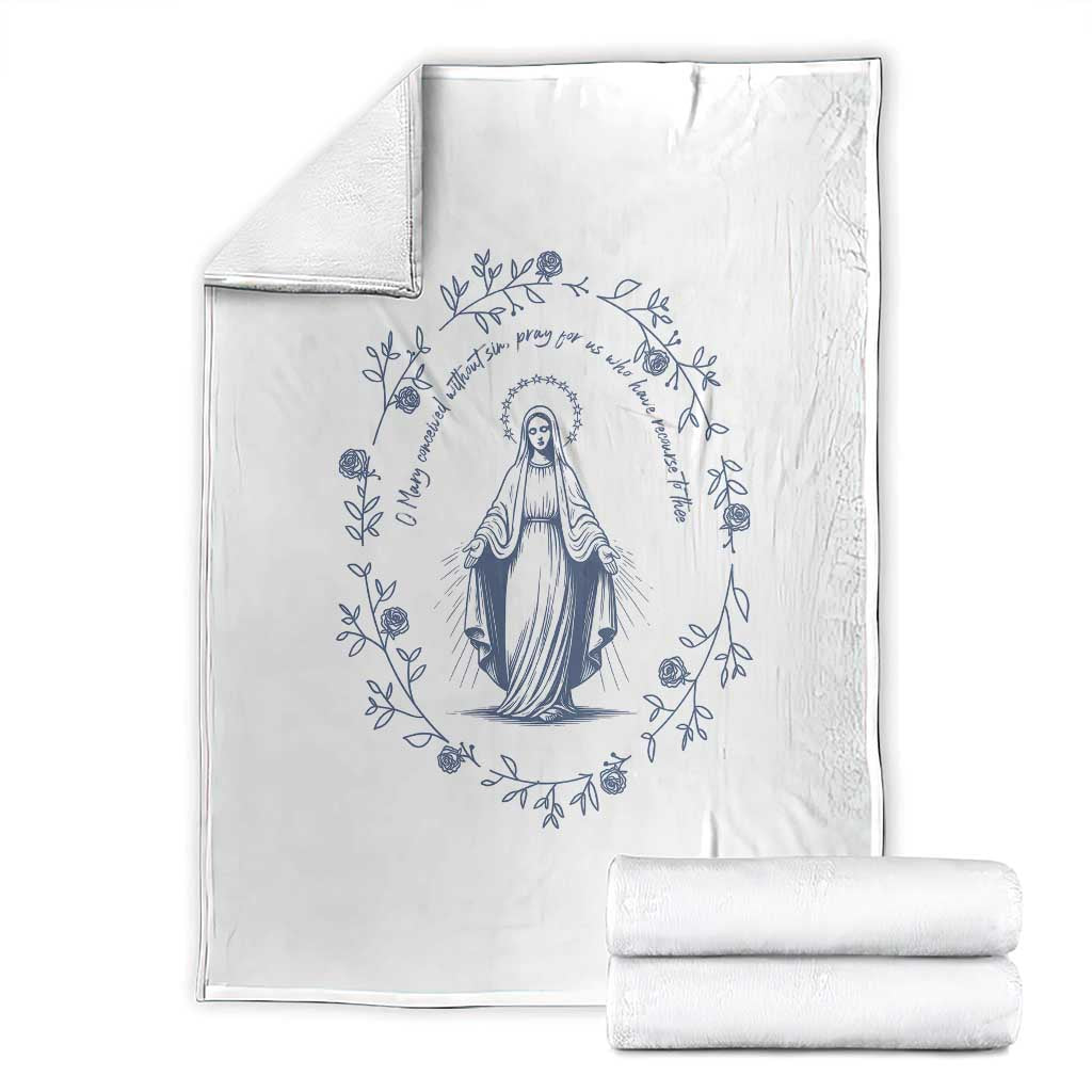 Marian Catholic Throw Blanket Virgin Mary Catholic Floral Women Religious - Wonder Print Shop