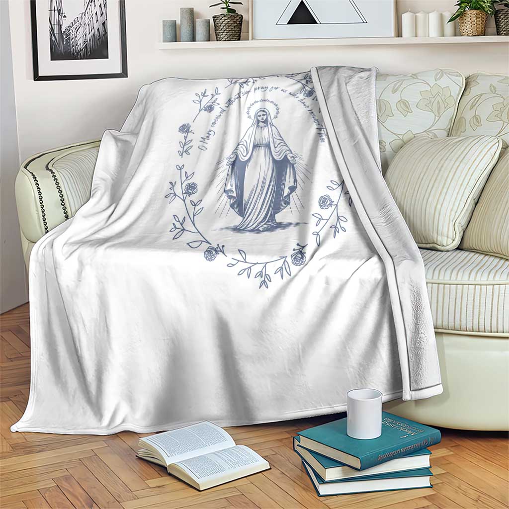 Marian Catholic Throw Blanket Virgin Mary Catholic Floral Women Religious - Wonder Print Shop