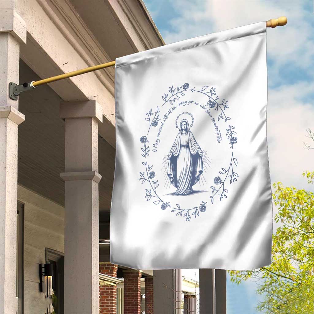 Marian Catholic Garden Flag Virgin Mary Catholic Floral Women Religious - Wonder Print Shop