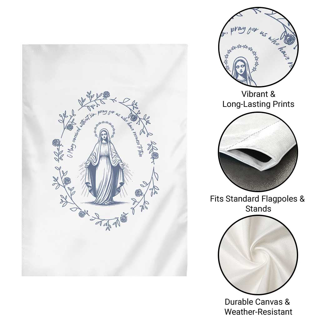 Marian Catholic Garden Flag Virgin Mary Catholic Floral Women Religious - Wonder Print Shop