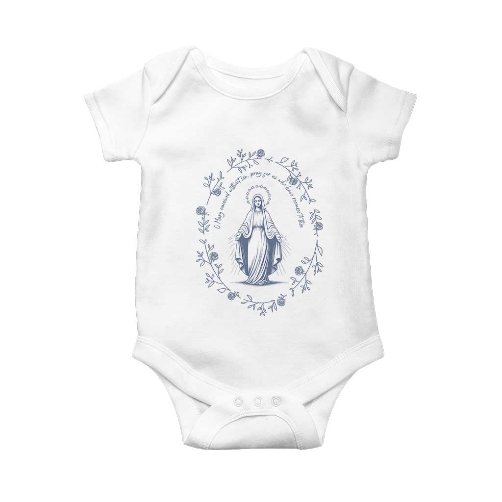 Marian Catholic Baby Onesie Virgin Mary Catholic Floral Women Religious - Wonder Print Shop