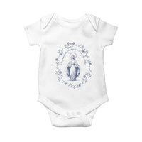 Marian Catholic Baby Onesie Virgin Mary Catholic Floral Women Religious - Wonder Print Shop