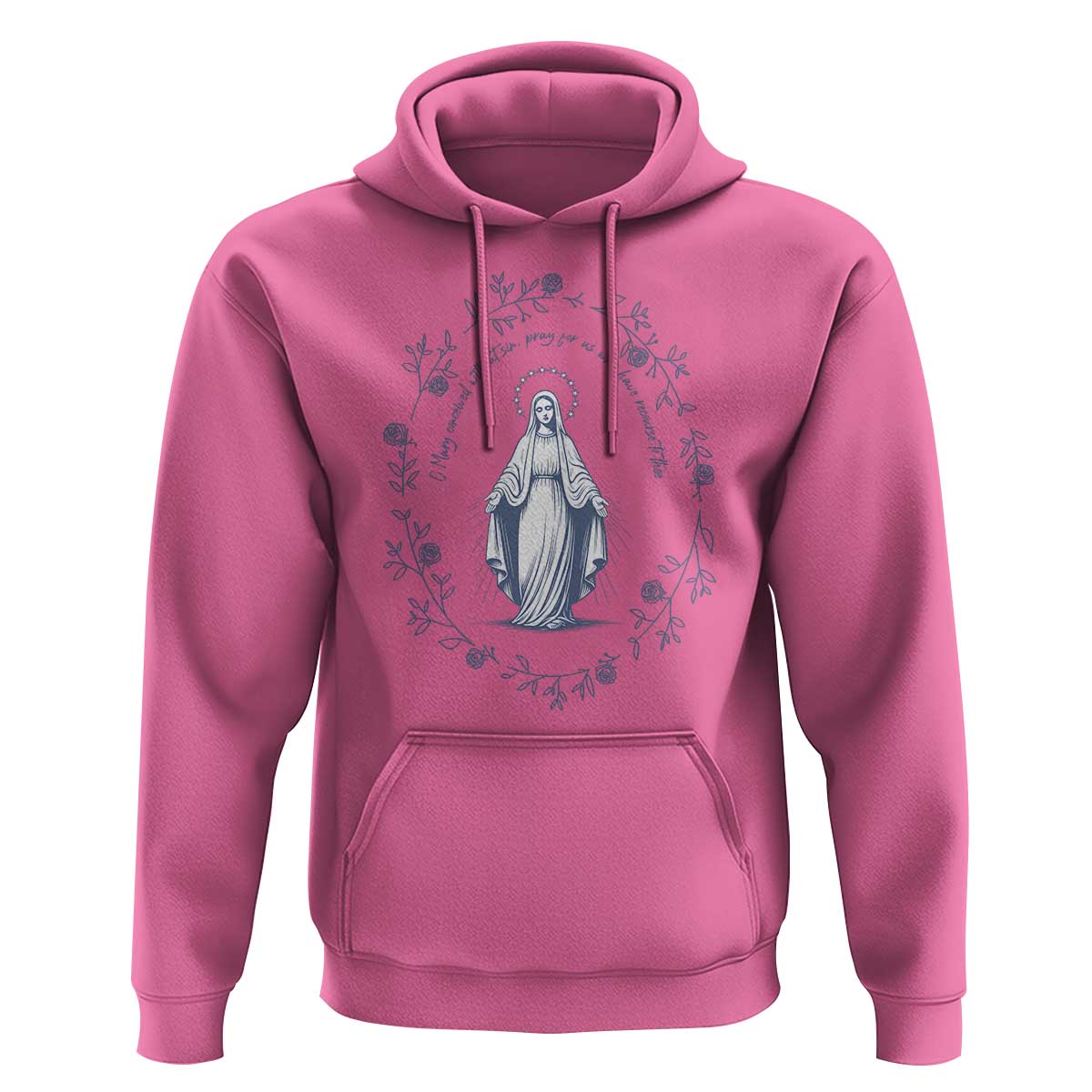 Marian Catholic Hoodie Virgin Mary Catholic Floral Women Religious - Wonder Print Shop