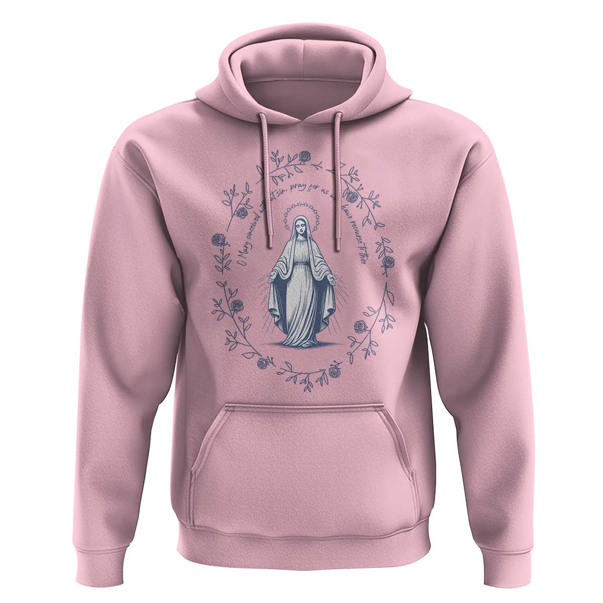Marian Catholic Hoodie Virgin Mary Catholic Floral Women Religious - Wonder Print Shop