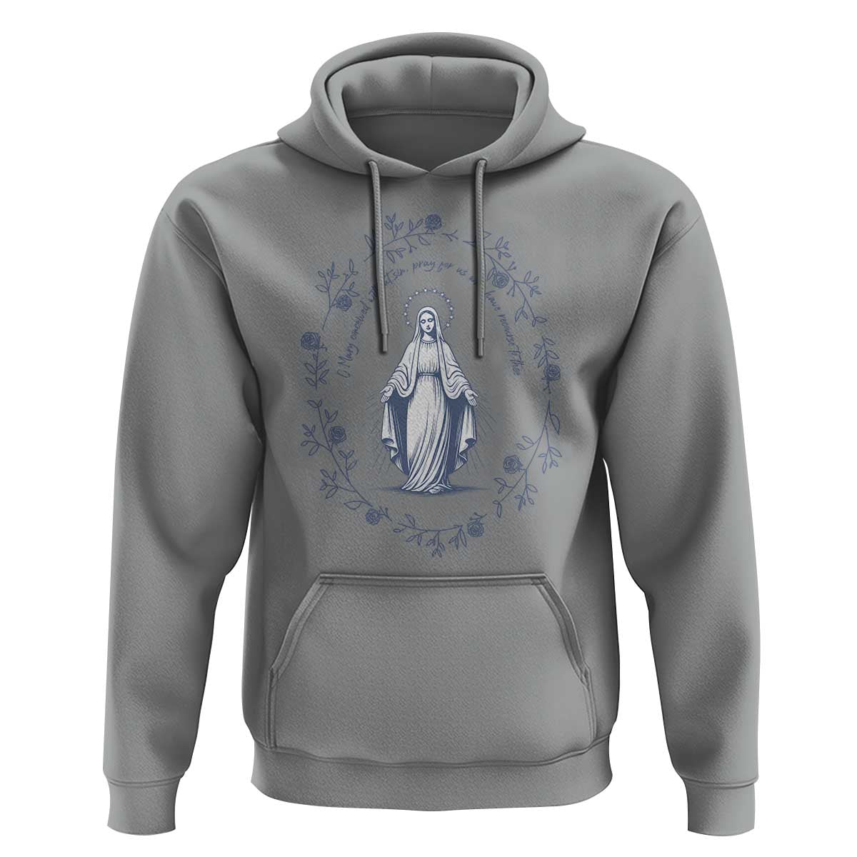 Marian Catholic Hoodie Virgin Mary Catholic Floral Women Religious - Wonder Print Shop