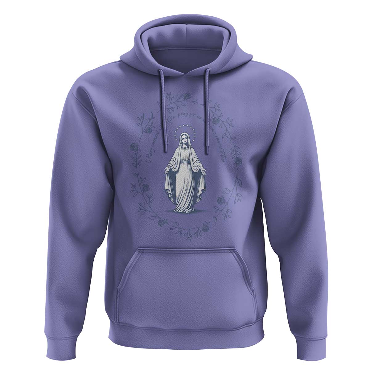 Marian Catholic Hoodie Virgin Mary Catholic Floral Women Religious - Wonder Print Shop