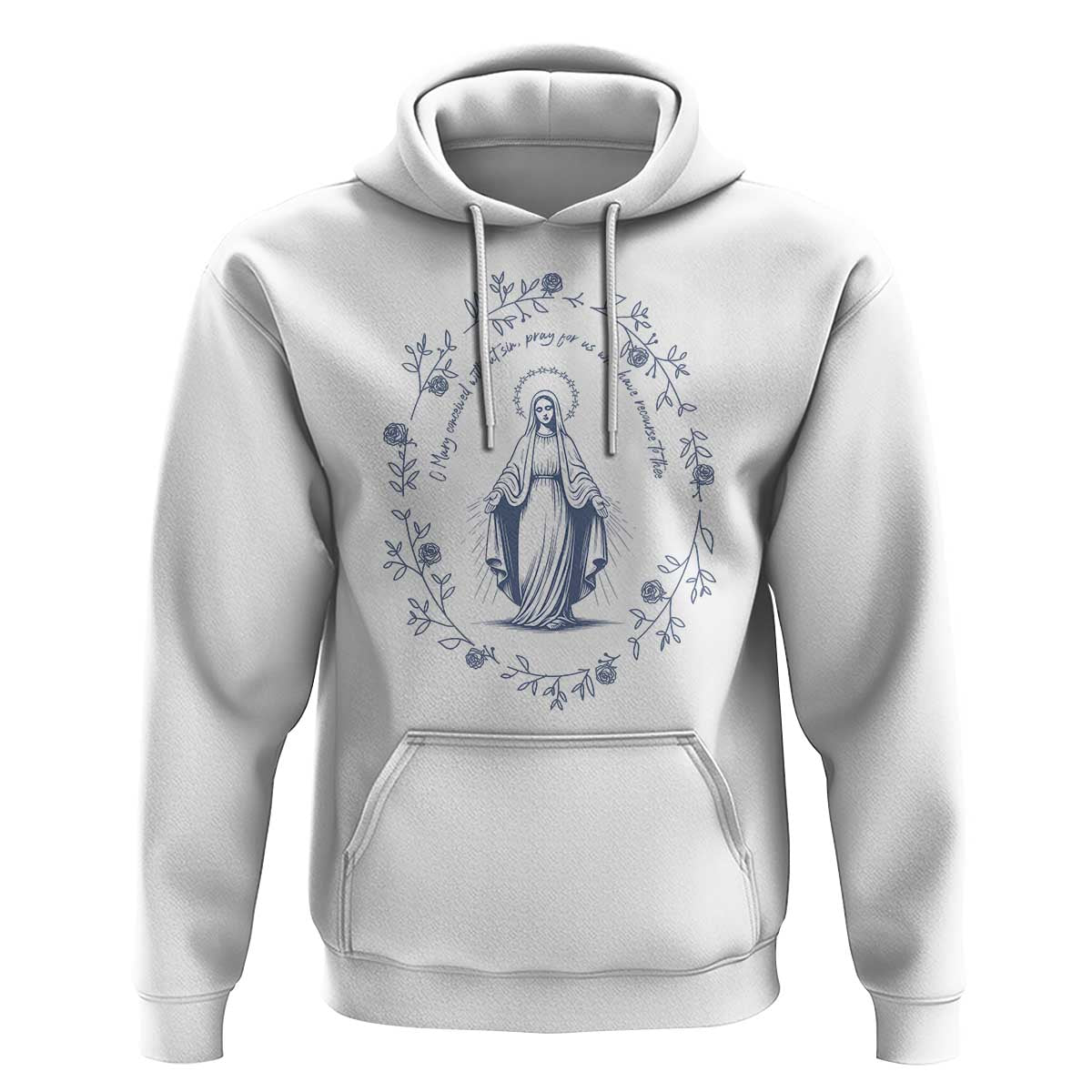 Marian Catholic Hoodie Virgin Mary Catholic Floral Women Religious - Wonder Print Shop