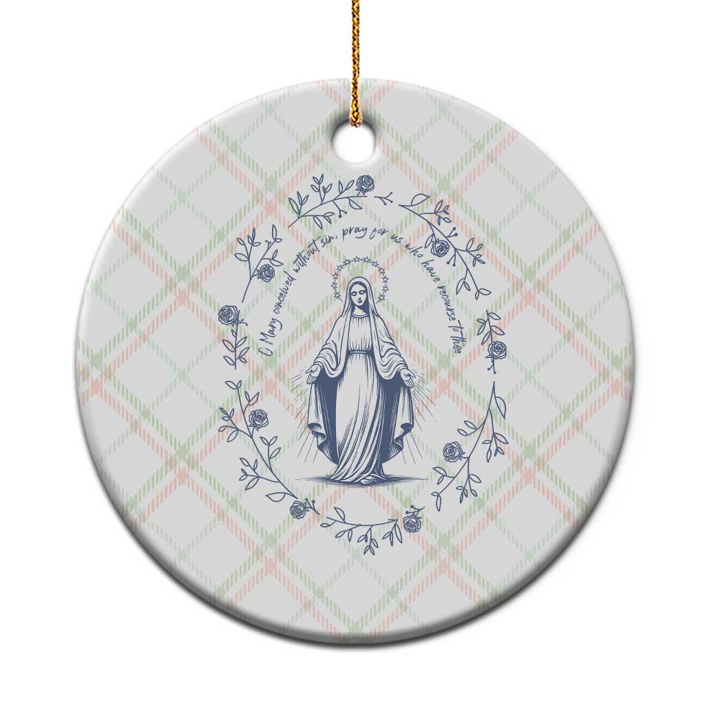 Marian Catholic Ceramic Ornament Virgin Mary Catholic Floral Women Religious - Wonder Print Shop