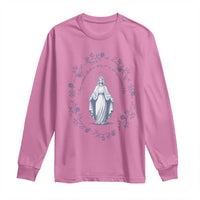 Marian Catholic Long Sleeve Shirt Virgin Mary Catholic Floral Women Religious - Wonder Print Shop