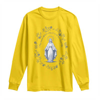 Marian Catholic Long Sleeve Shirt Virgin Mary Catholic Floral Women Religious - Wonder Print Shop