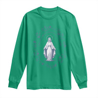 Marian Catholic Long Sleeve Shirt Virgin Mary Catholic Floral Women Religious - Wonder Print Shop