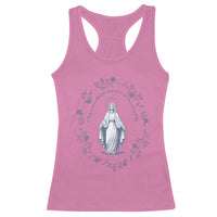 Marian Catholic Racerback Tank Top Virgin Mary Catholic Floral Women Religious - Wonder Print Shop