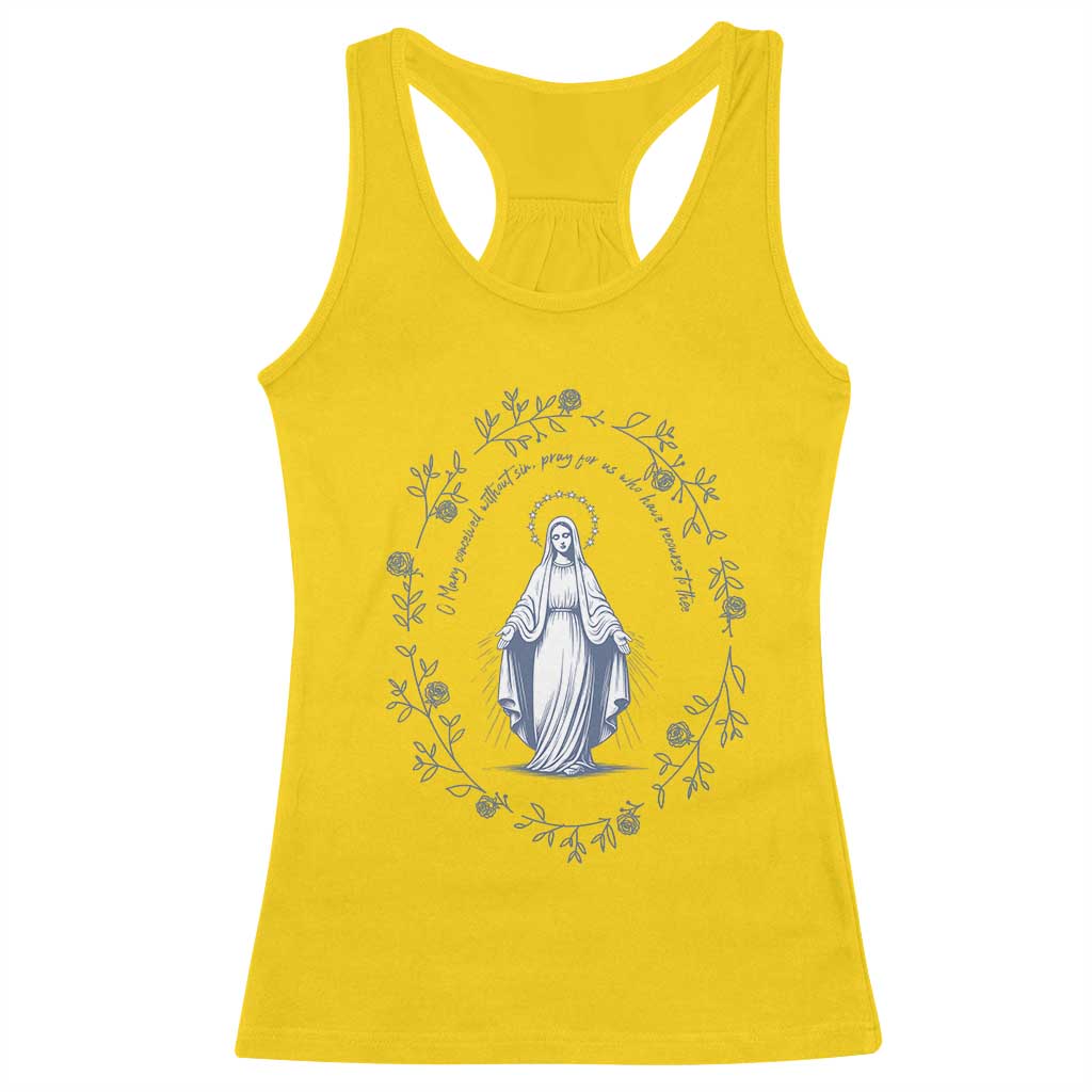 Marian Catholic Racerback Tank Top Virgin Mary Catholic Floral Women Religious - Wonder Print Shop
