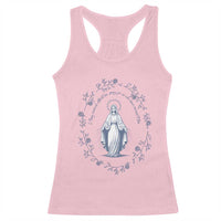 Marian Catholic Racerback Tank Top Virgin Mary Catholic Floral Women Religious - Wonder Print Shop
