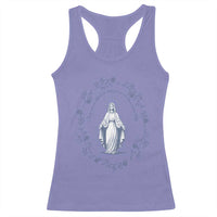 Marian Catholic Racerback Tank Top Virgin Mary Catholic Floral Women Religious - Wonder Print Shop