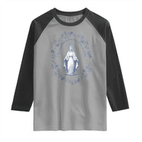 Marian Catholic Raglan Shirt Virgin Mary Catholic Floral Women Religious - Wonder Print Shop
