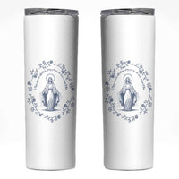 Marian Catholic Skinny Tumbler Virgin Mary Catholic Floral Women Religious - Wonder Print Shop