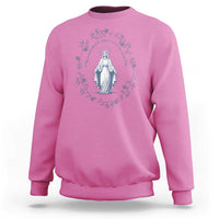 Marian Catholic Sweatshirt Virgin Mary Catholic Floral Women Religious - Wonder Print Shop