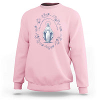 Marian Catholic Sweatshirt Virgin Mary Catholic Floral Women Religious - Wonder Print Shop
