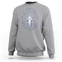 Marian Catholic Sweatshirt Virgin Mary Catholic Floral Women Religious - Wonder Print Shop