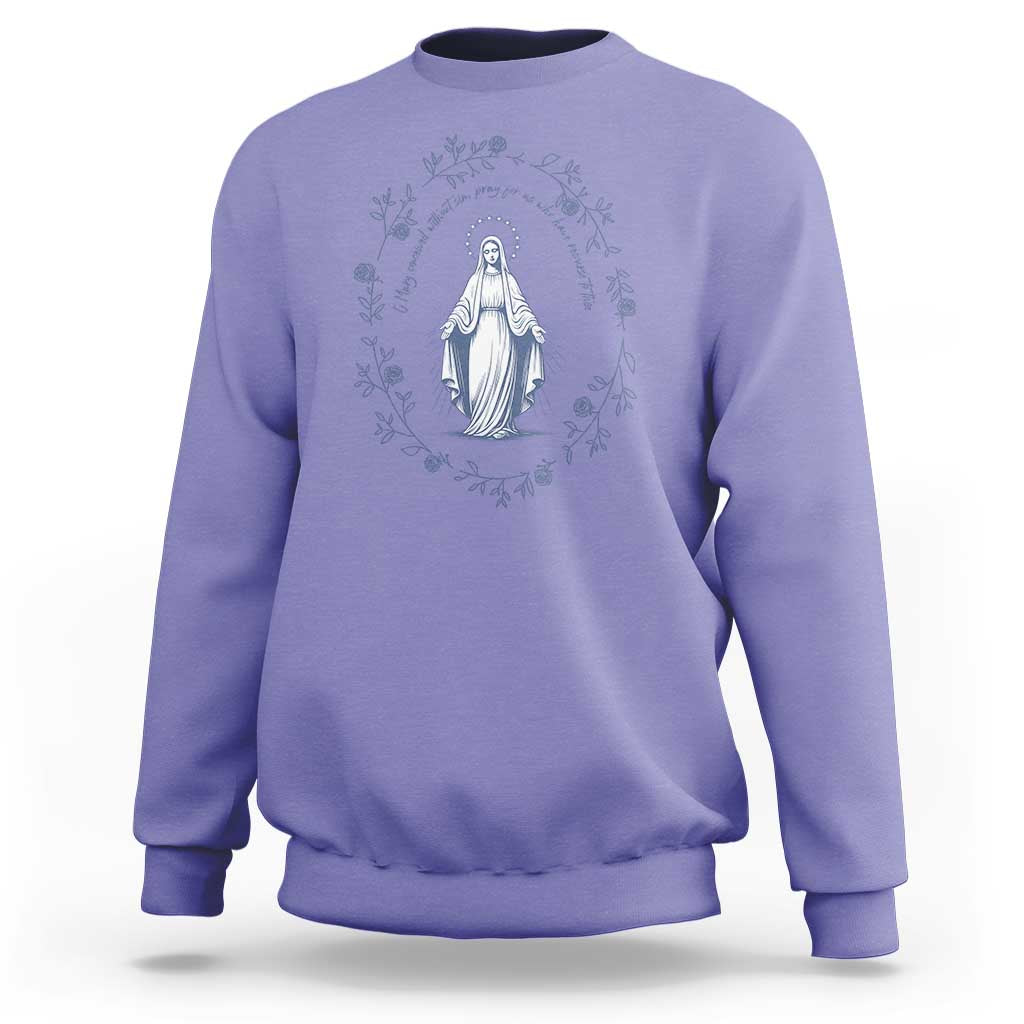 Marian Catholic Sweatshirt Virgin Mary Catholic Floral Women Religious - Wonder Print Shop