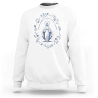 Marian Catholic Sweatshirt Virgin Mary Catholic Floral Women Religious - Wonder Print Shop