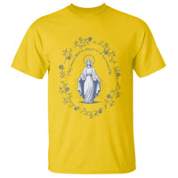 Marian Catholic T Shirt Virgin Mary Catholic Floral Women Religious - Wonder Print Shop