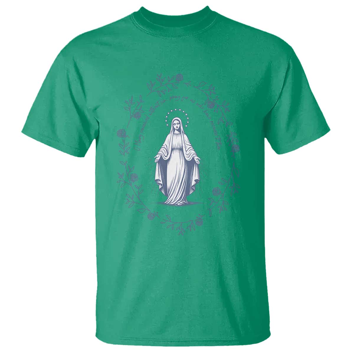 Marian Catholic T Shirt Virgin Mary Catholic Floral Women Religious - Wonder Print Shop