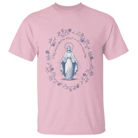 Marian Catholic T Shirt Virgin Mary Catholic Floral Women Religious - Wonder Print Shop
