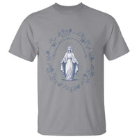 Marian Catholic T Shirt Virgin Mary Catholic Floral Women Religious - Wonder Print Shop