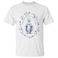 Marian Catholic T Shirt Virgin Mary Catholic Floral Women Religious - Wonder Print Shop