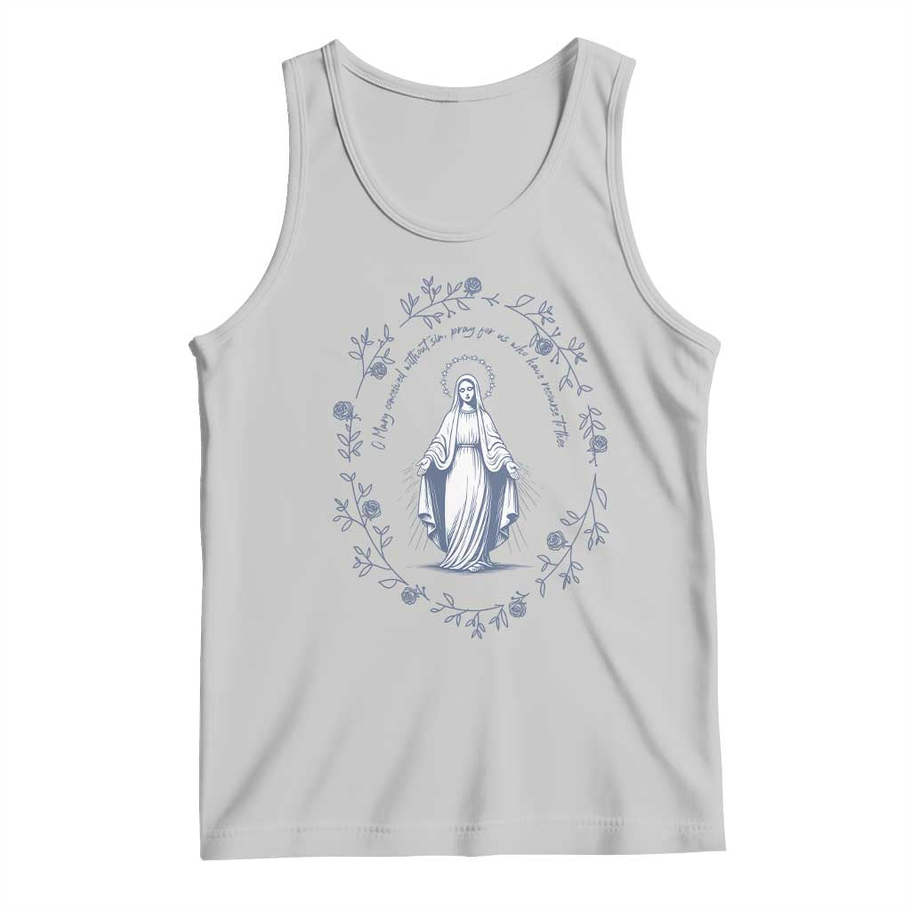 Marian Catholic Tank Top Virgin Mary Catholic Floral Women Religious - Wonder Print Shop