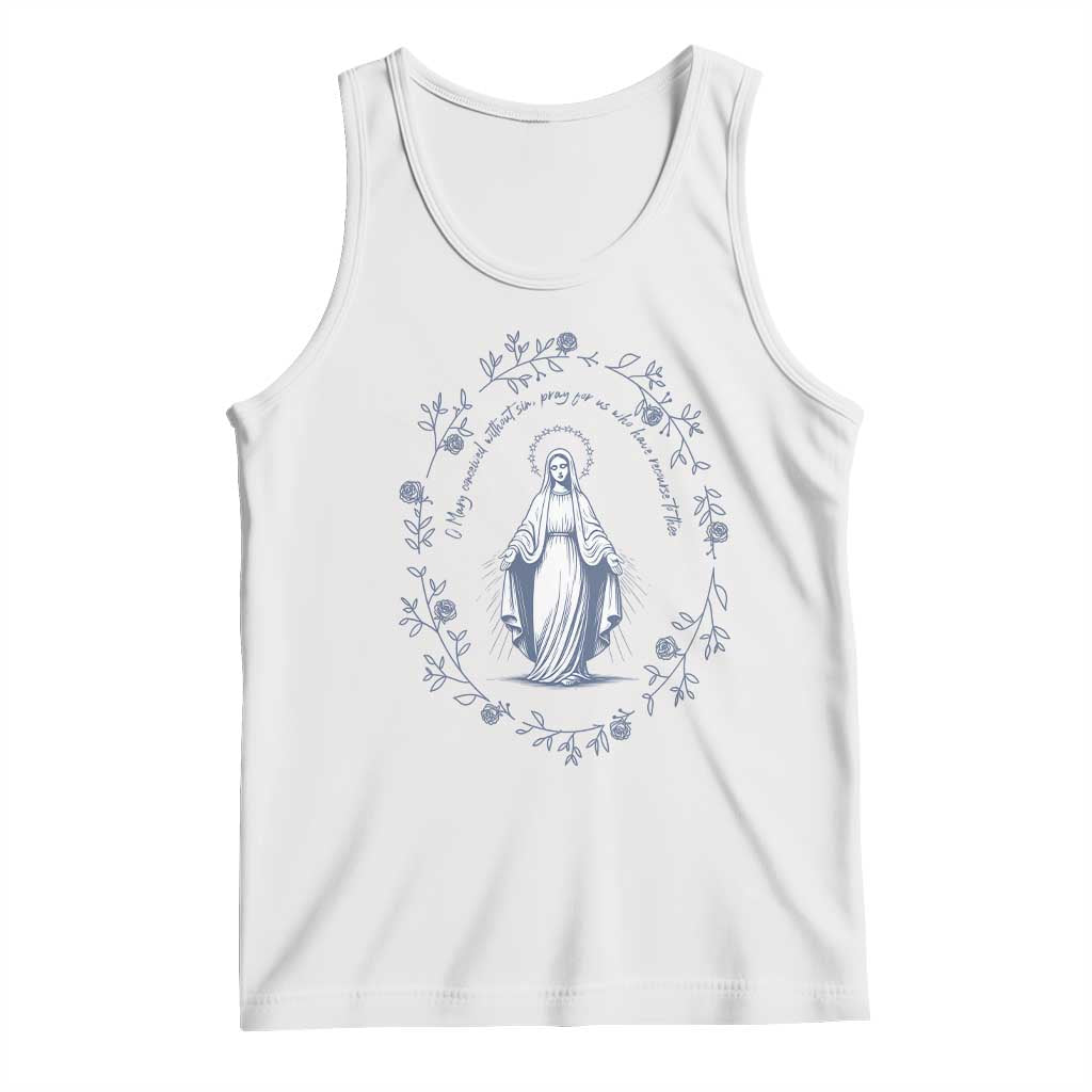 Marian Catholic Tank Top Virgin Mary Catholic Floral Women Religious - Wonder Print Shop