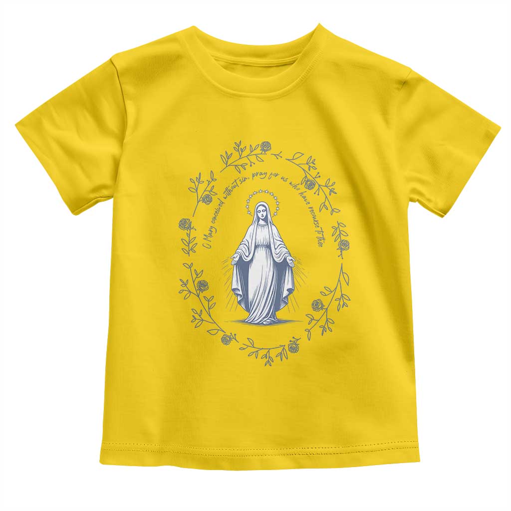 Marian Catholic Toddler T Shirt Virgin Mary Catholic Floral Women Religious - Wonder Print Shop