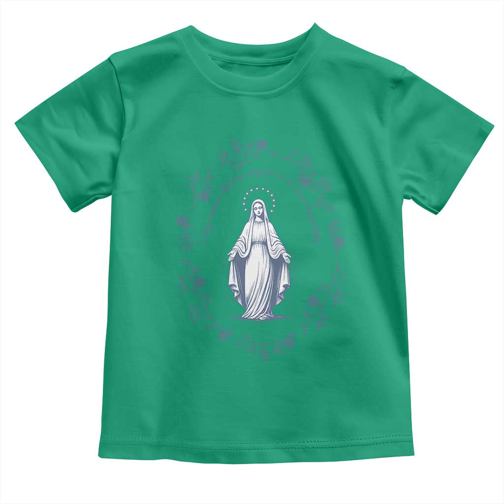 Marian Catholic Toddler T Shirt Virgin Mary Catholic Floral Women Religious - Wonder Print Shop