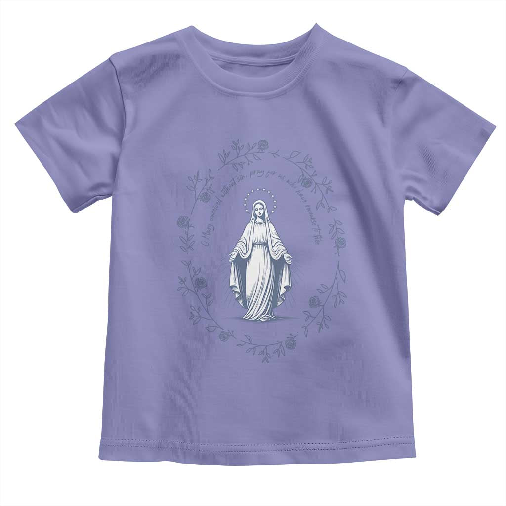 Marian Catholic Toddler T Shirt Virgin Mary Catholic Floral Women Religious - Wonder Print Shop