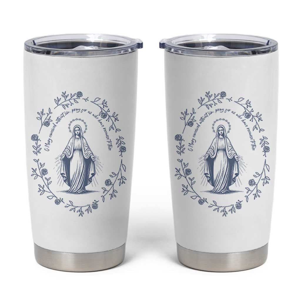 Marian Catholic Tumbler Cup Virgin Mary Catholic Floral Women Religious - Wonder Print Shop