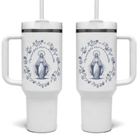 Marian Catholic Tumbler With Handle Virgin Mary Catholic Floral Women Religious - Wonder Print Shop