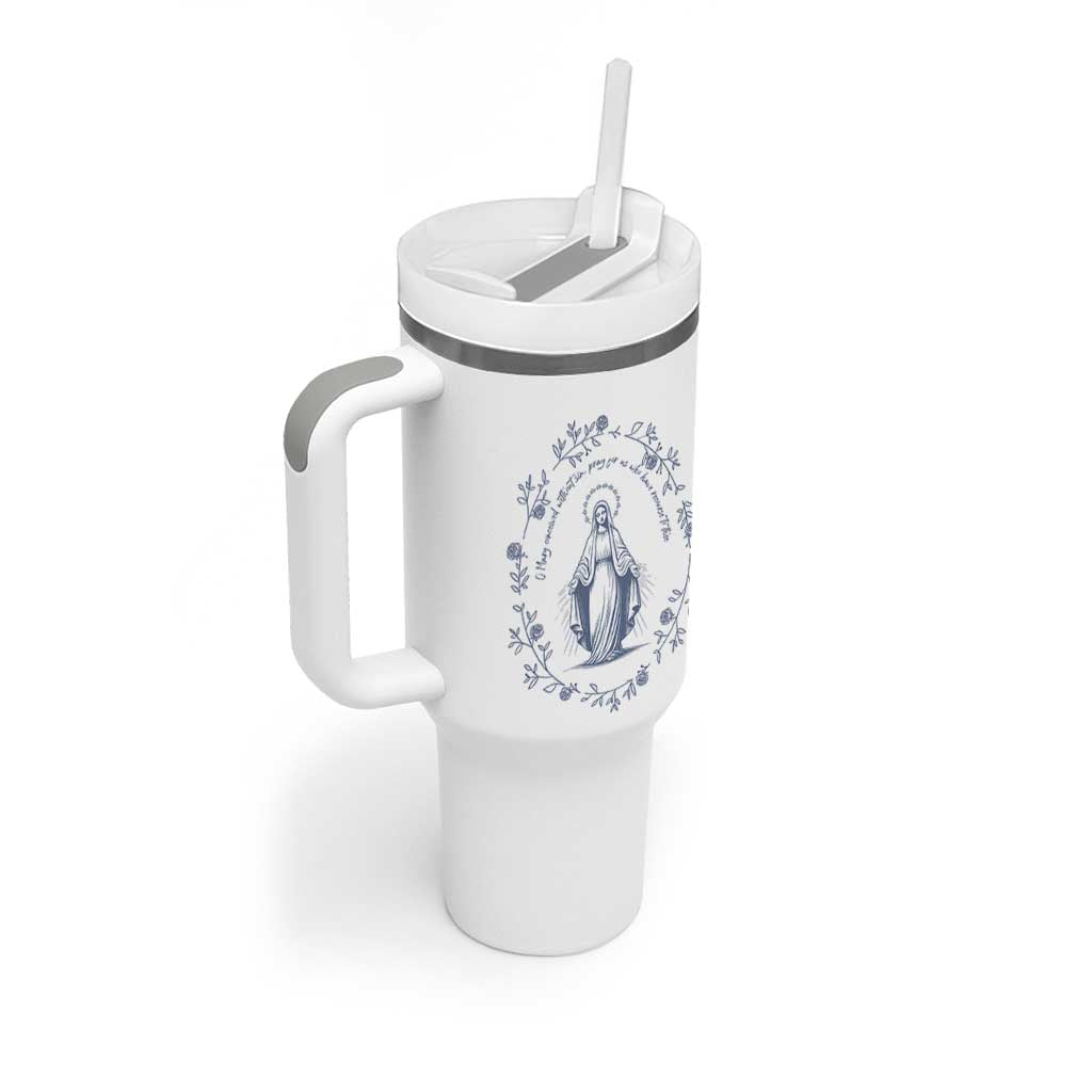 Marian Catholic Tumbler With Handle Virgin Mary Catholic Floral Women Religious - Wonder Print Shop