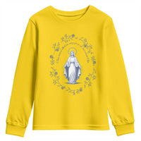 Marian Catholic Youth Sweatshirt Virgin Mary Catholic Floral Women Religious - Wonder Print Shop