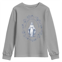 Marian Catholic Youth Sweatshirt Virgin Mary Catholic Floral Women Religious - Wonder Print Shop