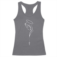 Virgin Mary Racerback Tank Top Minimalist Marian Catholic Holy Mother Cross - Wonder Print Shop